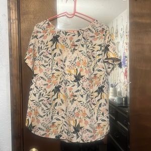 Tan floral blouse